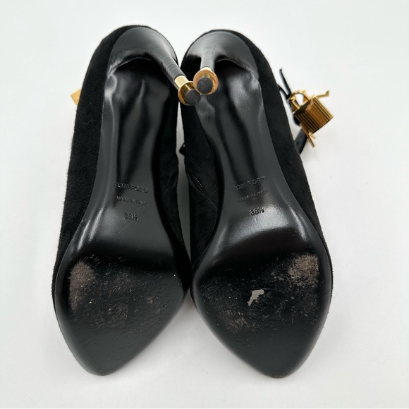 TOM FORD Sue Padlock Suede Ankle Bootie Black - Picture 13 of 15